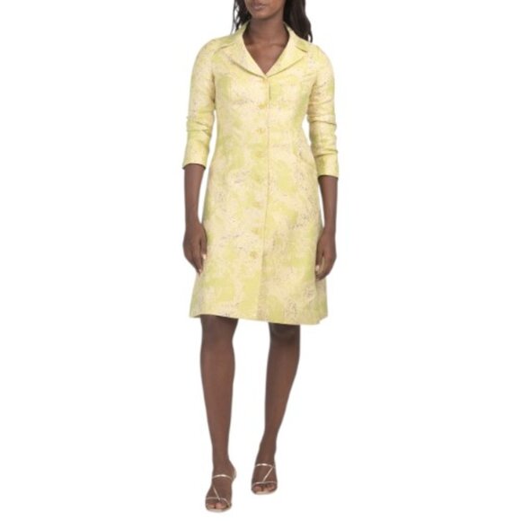 TERI JON Metallic Jacquard Button Mini Coat Dress - Picture 1 of 2